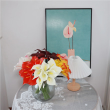 单支迷你细马蹄莲花束仿真花 玻璃花瓶假水餐桌酒店客厅软装花艺