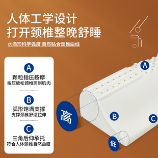 ⇞ Thai Latex Cervical Spine Pillow Cylindrical Traction Neck Pillow Water Drop Sleep Cervical Spine Pillow Single Sleep Special