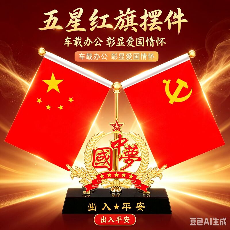High-end car decoration red flag ornaments national tide men's car small red flag patriotic car flag perfume desk