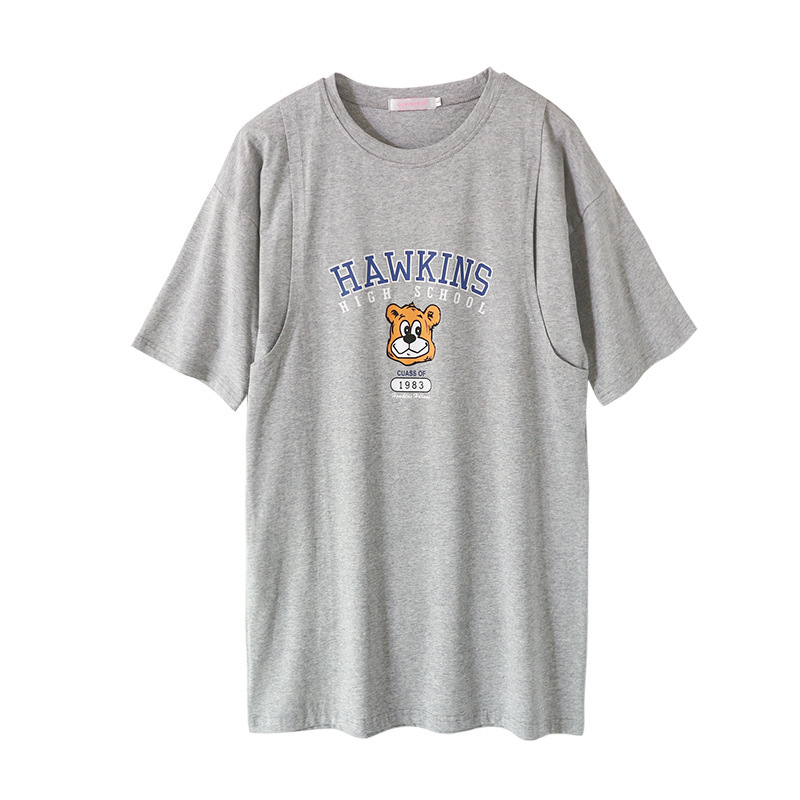 お出かけ用純綿授乳服、おしゃれなホットママ風マタニティTシャツ、春夏半袖ボトムスシャツ、授乳トップス、夏服|undefined