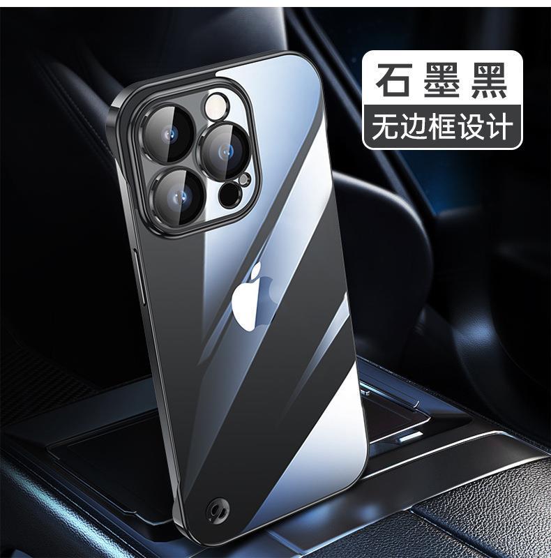 Aplicable iPhone16 PC galvanoplastia sin marco para teléfono móvil 15 transparente Apple 14 viene con película de lente carcasa dura todo incluido
