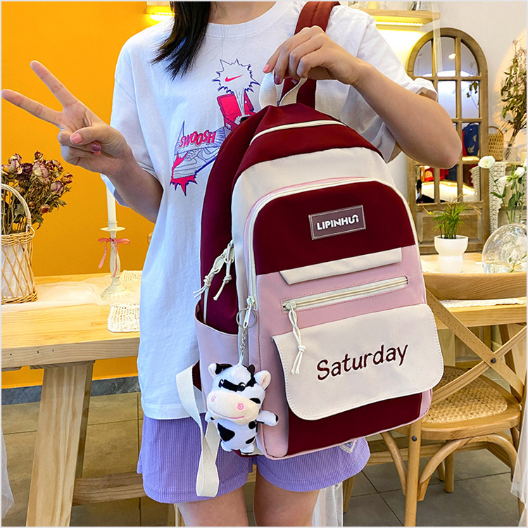 Korean Large Capacity Candy Color Embroidery Backpack Wholesale Nihaojewelry display picture 16