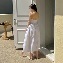 韩国网红chic2024新款ins纯欲风收腰吊带连衣裙显瘦小清新打底裙