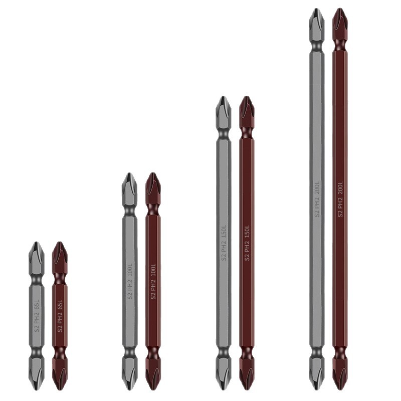 Doble cabeza S2 fuerte magnetismo antideslizante de alta dureza boquilla cruzada taladro eléctrico cabeza de aire tornillo eléctrico cabeza de tornillo cruzada