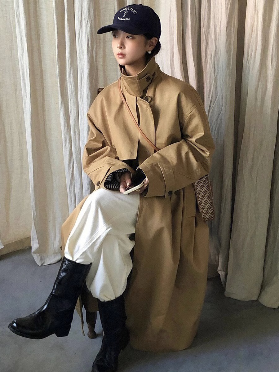 Korean Style Commuter Plaid Patchwork Coat Image 4