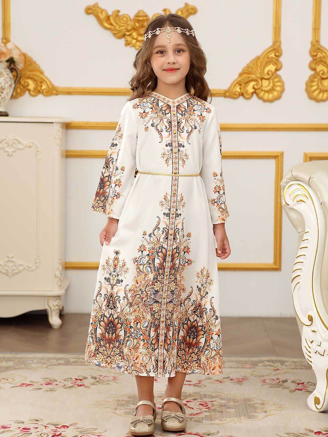 Transfronterizo Amazon vestido infantil nuevo vestido de impresión de chicas comercio exterior estilo nacional ropa infantil vestido simple image 1