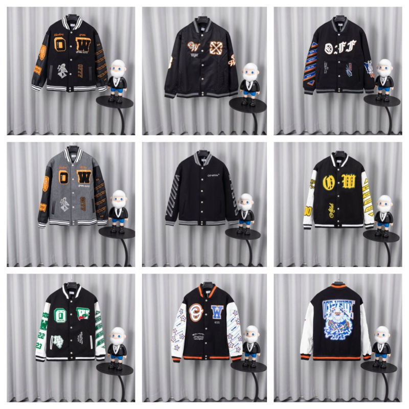 Off-White Baseball Jacket American Fashion Pilot Jacket High Street Ins Style Loose Fit Versatile Ow Collaboration One-Piece Dropshipping Off-White Baseball Jacket American Fashion Pilot Jacket High Street Ins Style Loose Fit Versatile Ow Collaboration One-Piece Dropshipping