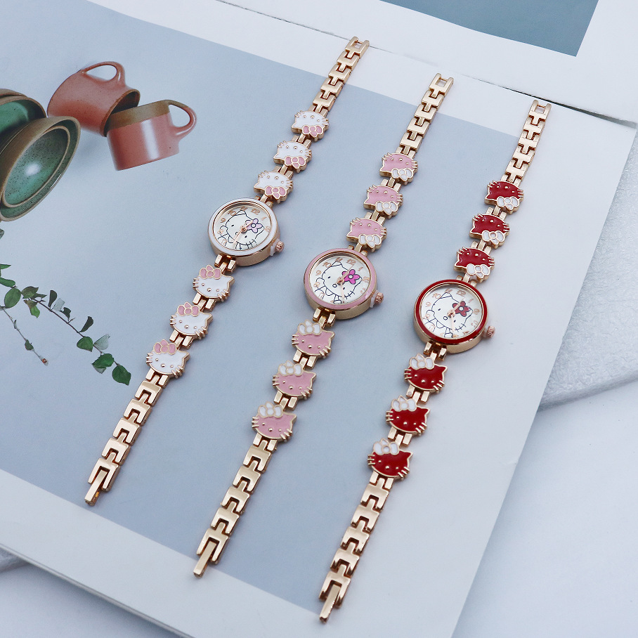 New Fashion Kt Cat Watch Women's Elegant Cute Kidsren's Bracelet Watch Ladies Student Watch Digital Quartz Watch