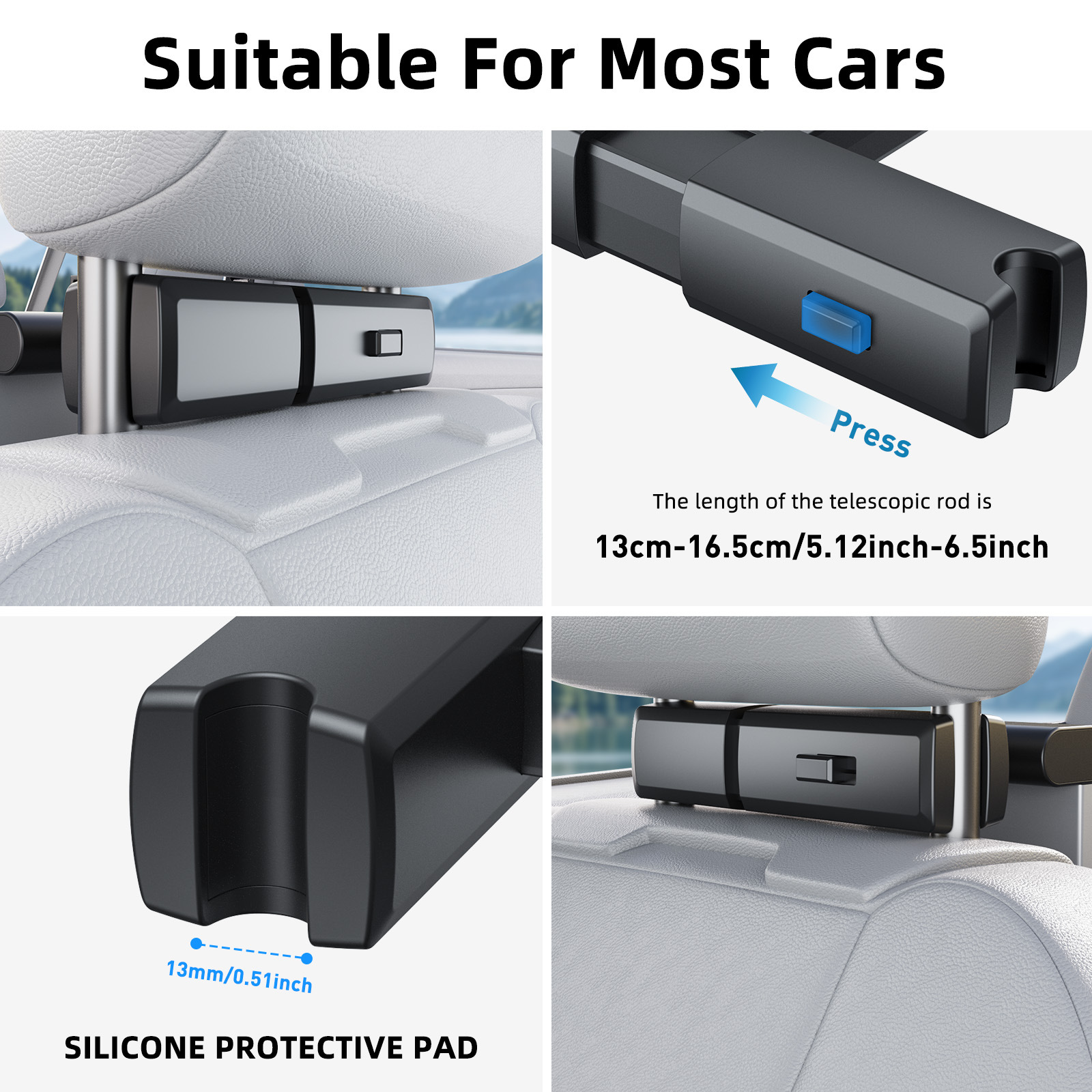 Aluminum Alloy Car Table Board, Car Magnetic Phone Holder, Rear Seat Dining Tray, Rear Water Cup Holder, Foldable Storage