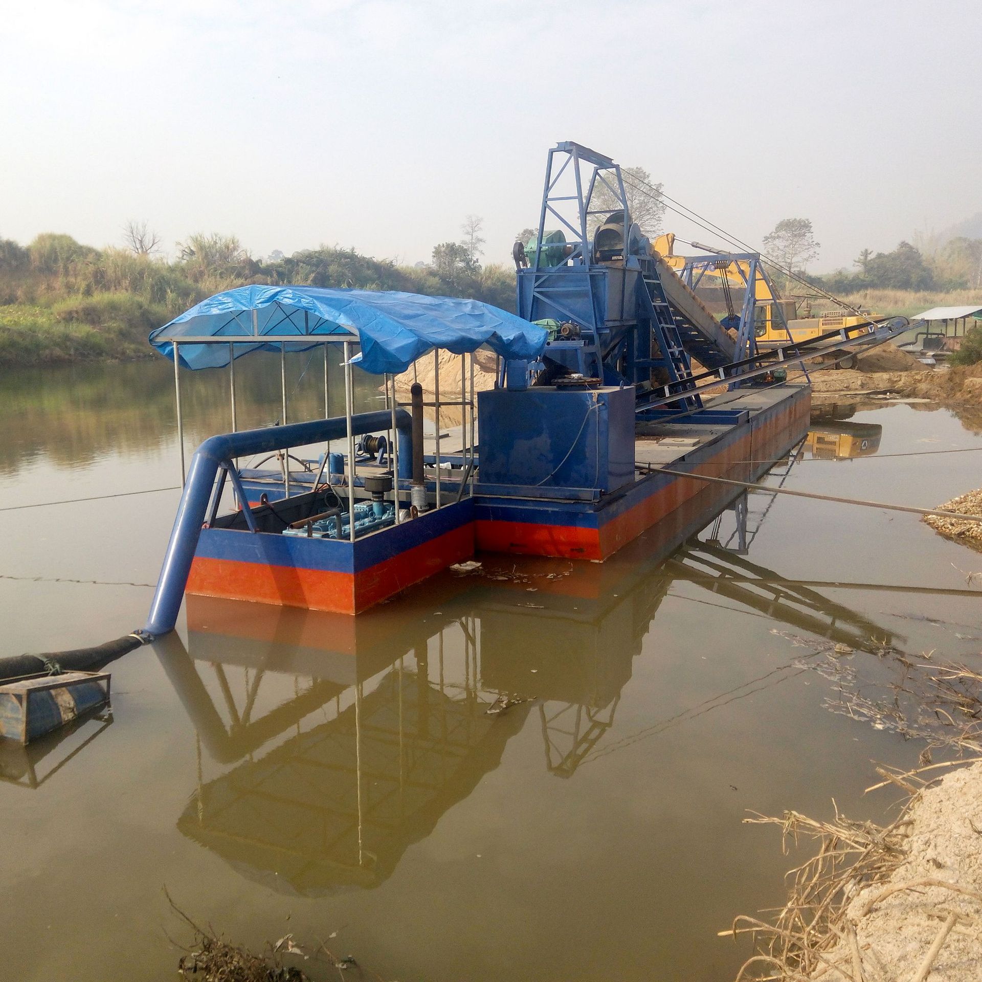 小型岸边抽沙船 6寸泵抽沙船产量 小型射吸式抽沙船