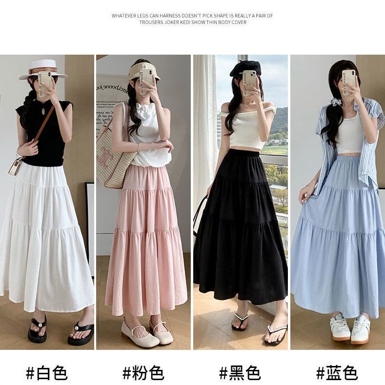 Women's Spring and Summer 2025 New A-Line Long Skirt with Large Hem, High Waist, Slimming Long Cake Skirt Trendy Women's Spring and Summer 2025 New A-Line Long Skirt with Large Hem, High Waist, Slimming Long Cake Skirt Trendy
