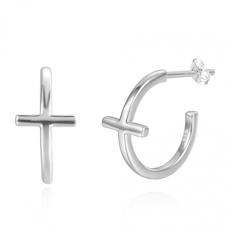 C-shaped Cross Earrings Retro Earrings display picture 2