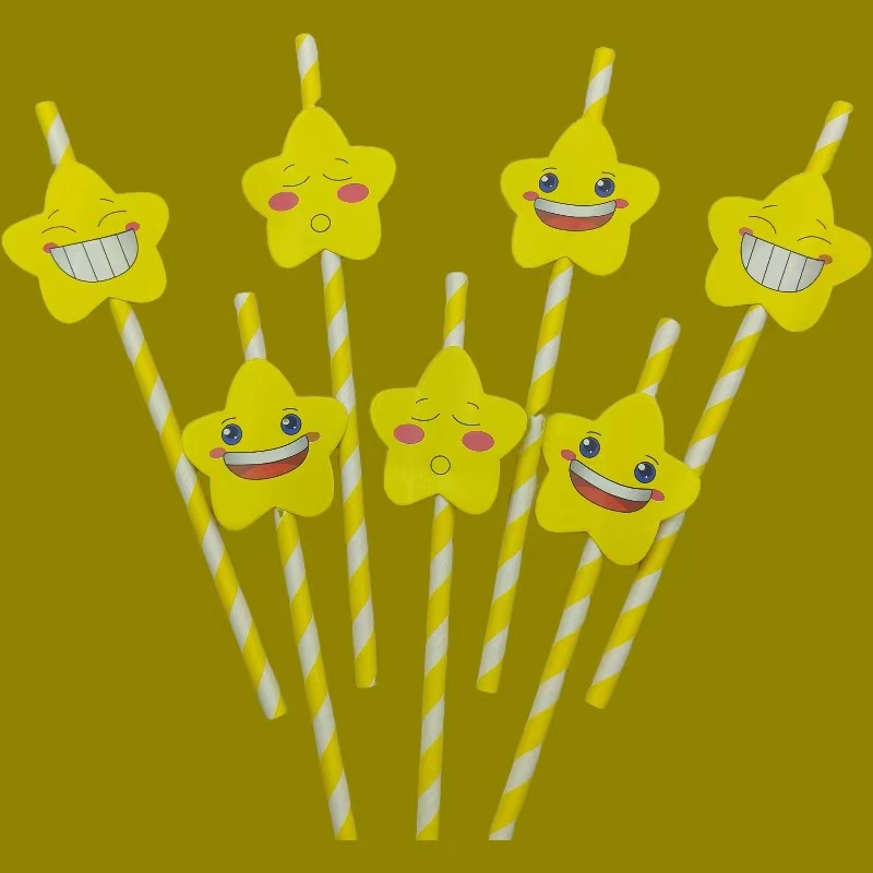Pajita de papel de fiesta Pajita de tarjeta sonriente de celebridades de Internet Postre degradable desechable Pajita decorativa de té con leche