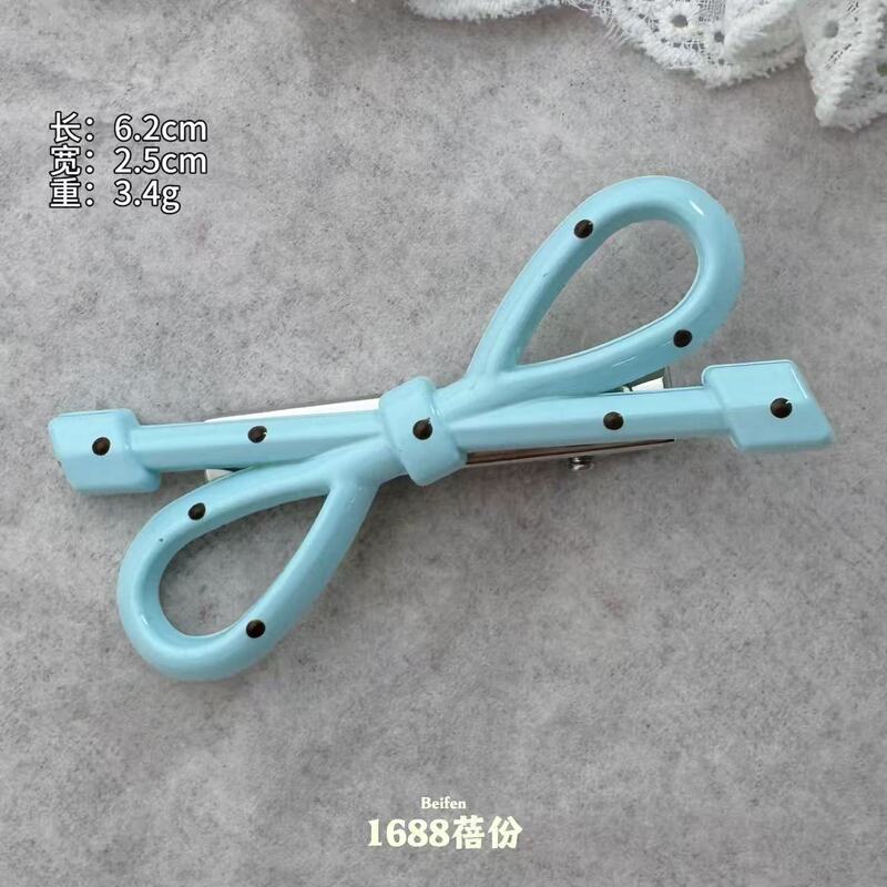 新款蓝咖色系波点蝴蝶结发夹韩版时尚百搭刘海侧边夹碎发夹ins风|undefined