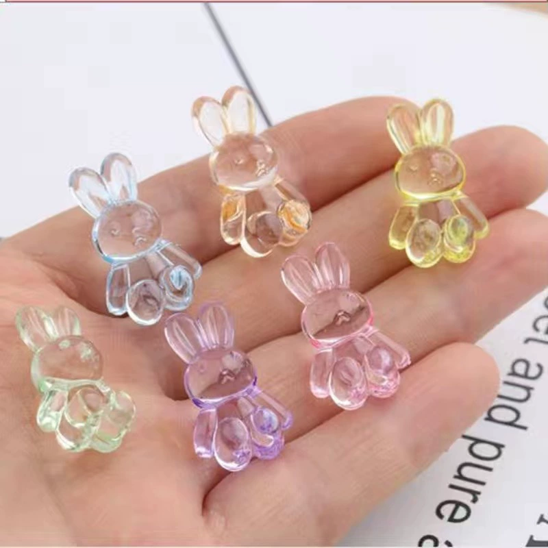 Transparent matte material, rabbit, mobile phone, bracelet, necklace, acrylic accessory, handmade, with little bears
