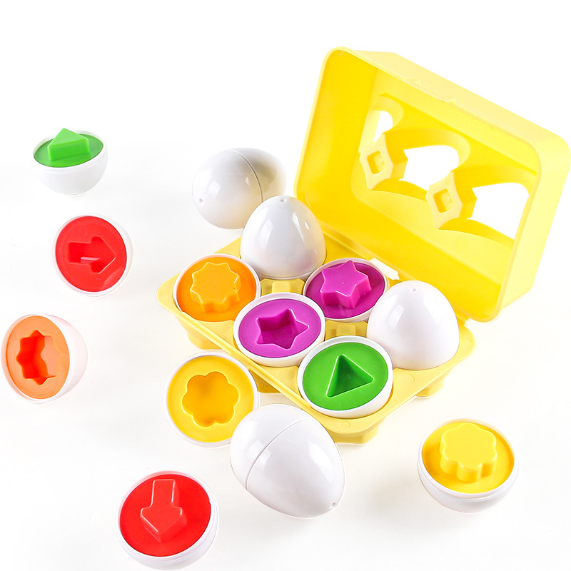 Puzzle infantil educación temprana inteligente huevo pares de huevo torcido infantil cognición de forma multicolor juguete de huevo simulado