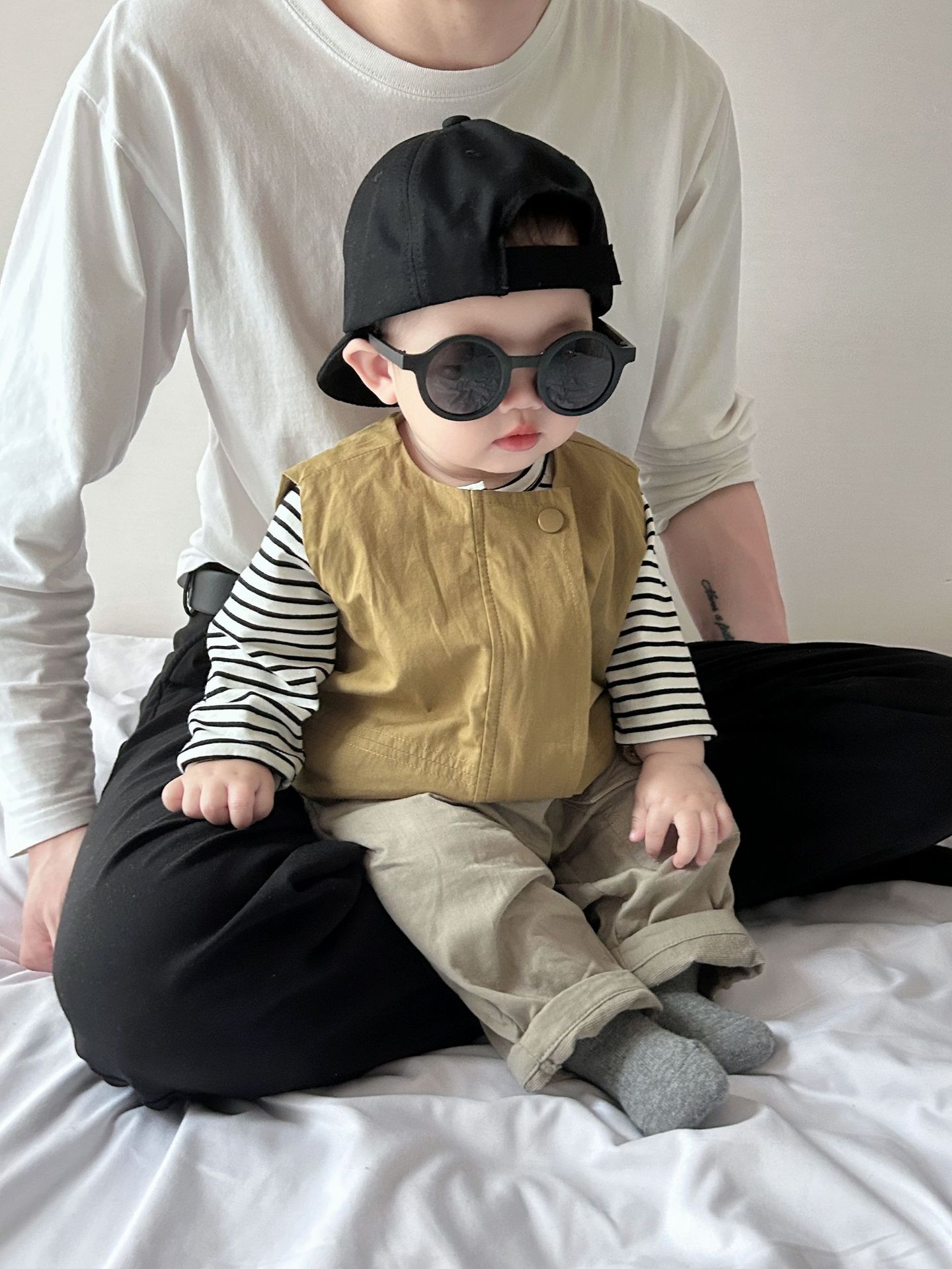 Baby coreano chaleco de algodón retrógrado de primavera variedad abrazadera de caballo recién nacido estilo exterior camisa de hombro de moda