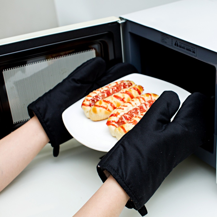 Guantes de aislamiento térmico de silicona de algodón engrosados alargados antideslizantes resistentes a altas temperaturas guantes de horno de microondas horno de cocción guantes antiquemaduras