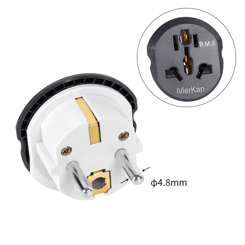 Transfronterizo enchufe de conversión estándar europeo Francia Corea del Sur Rusia enchufe de conversión estándar europeo enchufe de conversión estándar alemán 16A