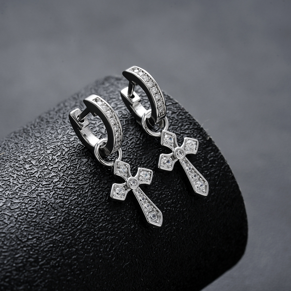 X884-A (cross zircon earrings) pair