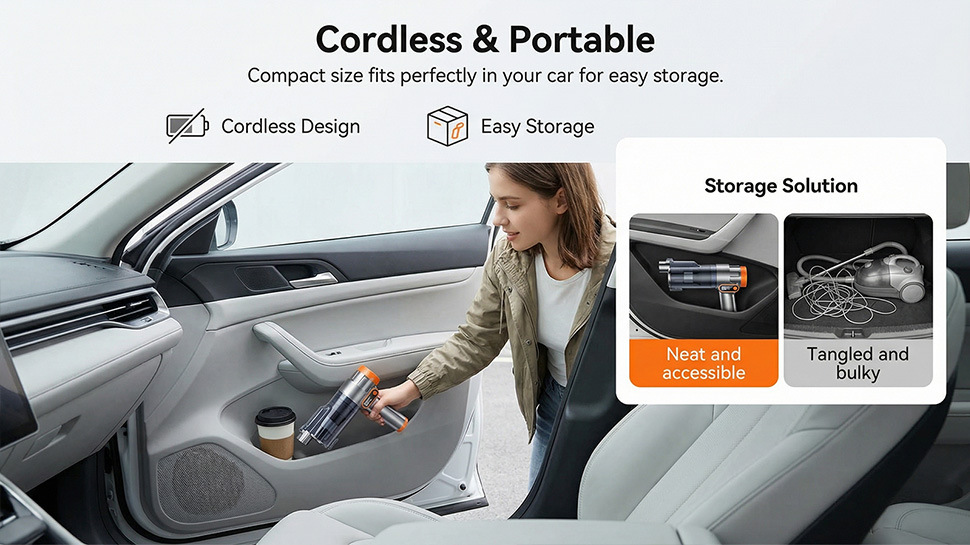 Car Vacuum Cleaner with Super Powerful Suction, Wireless Handheld, Portable, for Car and Home Use, with Blowing and Suction Functions