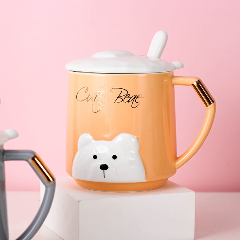 Creativa encantadora caricatura de cerámica taza de oficina regalo taza de café taza de agua taza de desayuno de pareja