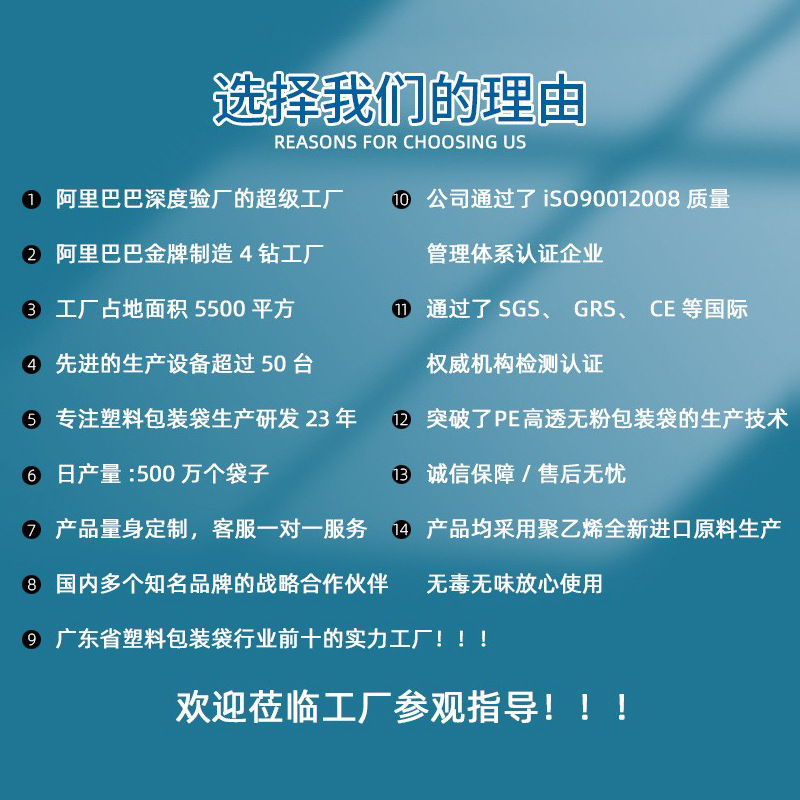 Temu 경고 지퍼 가방 도매 플라스틱 의류 가방 국경 간 특수 투명 프로스트 의류 포장 가방