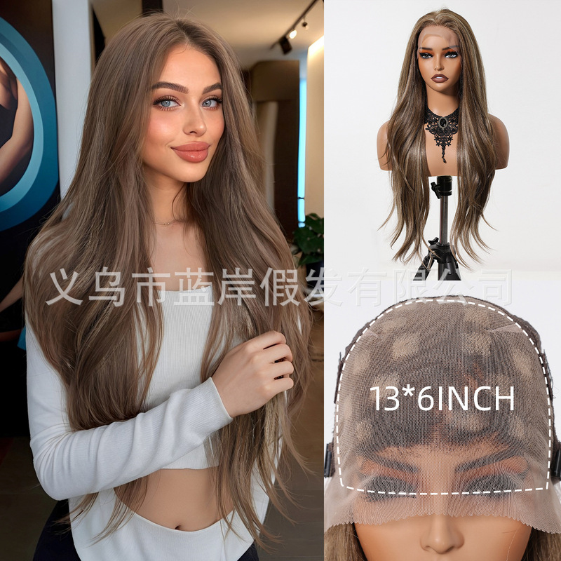 Cross-border in stock 13 × 6 large-area lace randomly sewn light breathable long curly hair full head wig women Cross-border in stock 13 × 6 large-area lace randomly sewn light breathable long curly hair full head wig women
