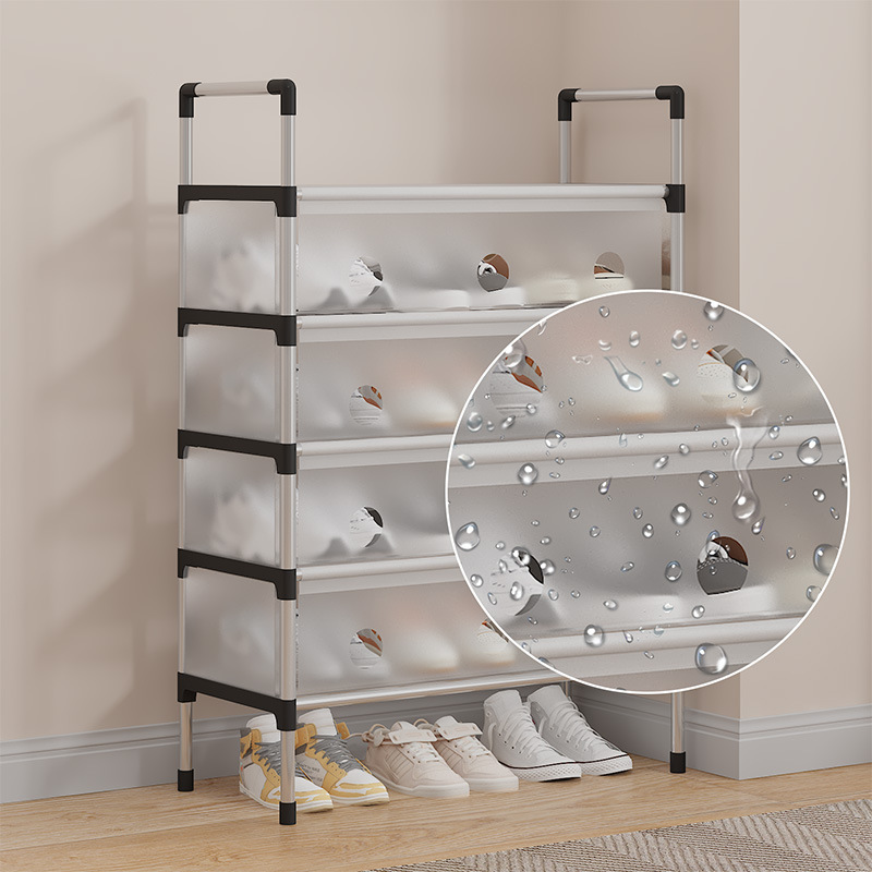 Estante de zapatos multicapa a prueba de polvo fácil de almacenar artefactos mágicos puerta dormitorio cubre espacio pequeño gabinete de zapatos multifuncional hogar ahorro de espacio image 4