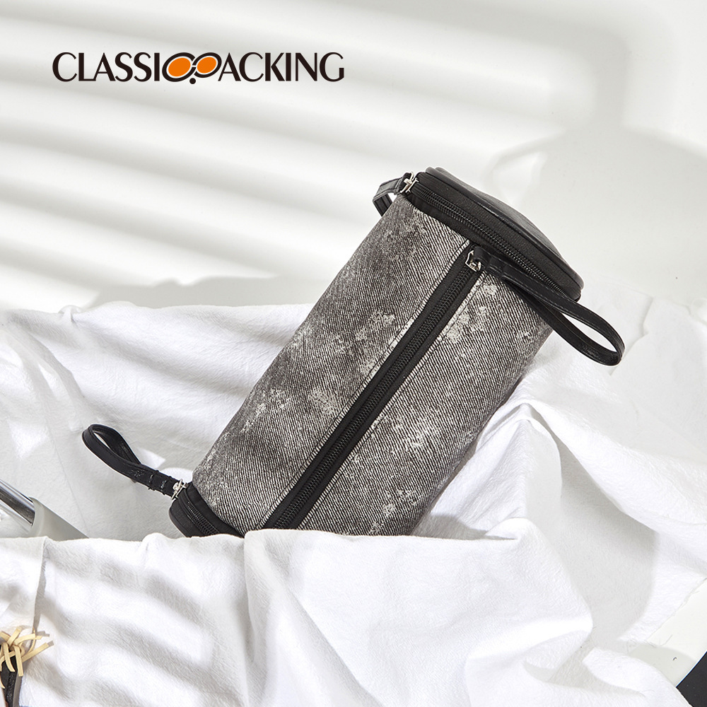 Bolsa de cosméticos cilíndrico de diseño de nicho ins Bolsa de almacenamiento de productos de belleza portátil simple de estilo coreano Bolsa de lavado multifuncional