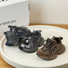 儿童运动鞋2025冬季新款加绒女童鞋子魔术贴男童老爹鞋中大童鞋潮