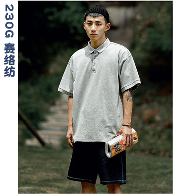 230G高端polo衫定制工作服純色翻領t恤短袖男士廣告文化衫刺繡