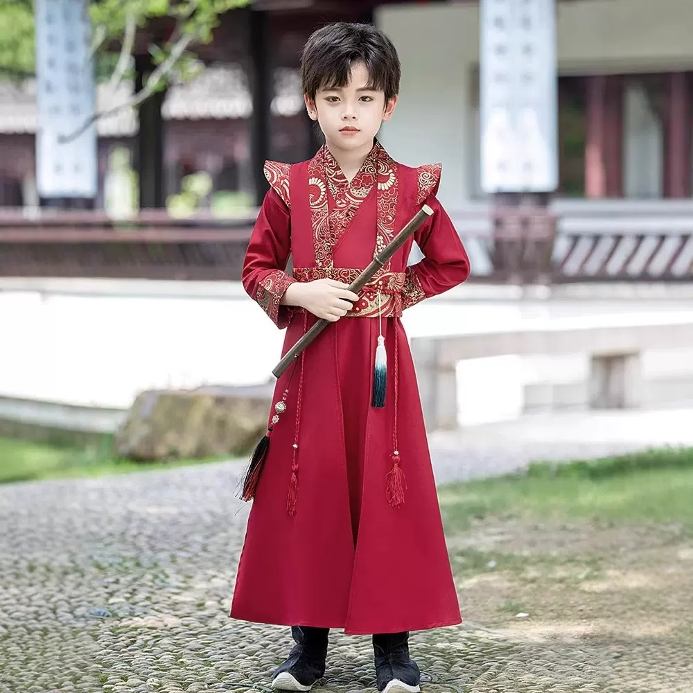 男童汉服套装武侠风中大童古装演出服男孩古风春秋款唐装日常可穿