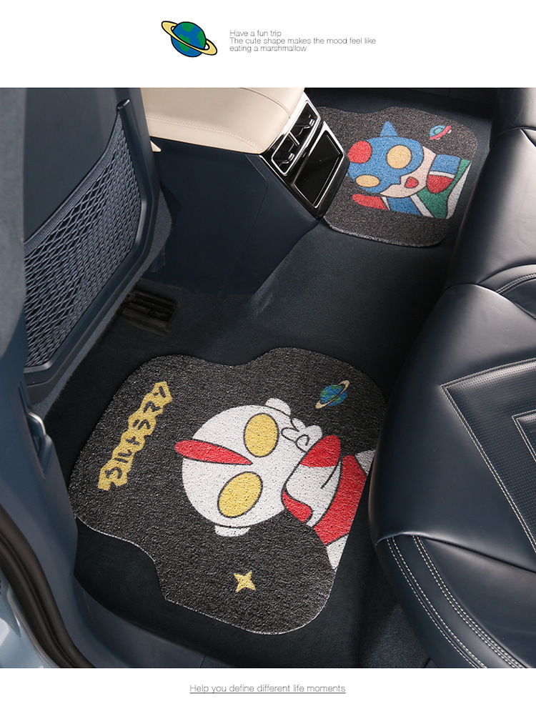 Cute cartoon car mat wire ring monolithic car main driving anti-dirty carpet protection mat thickened universal girls