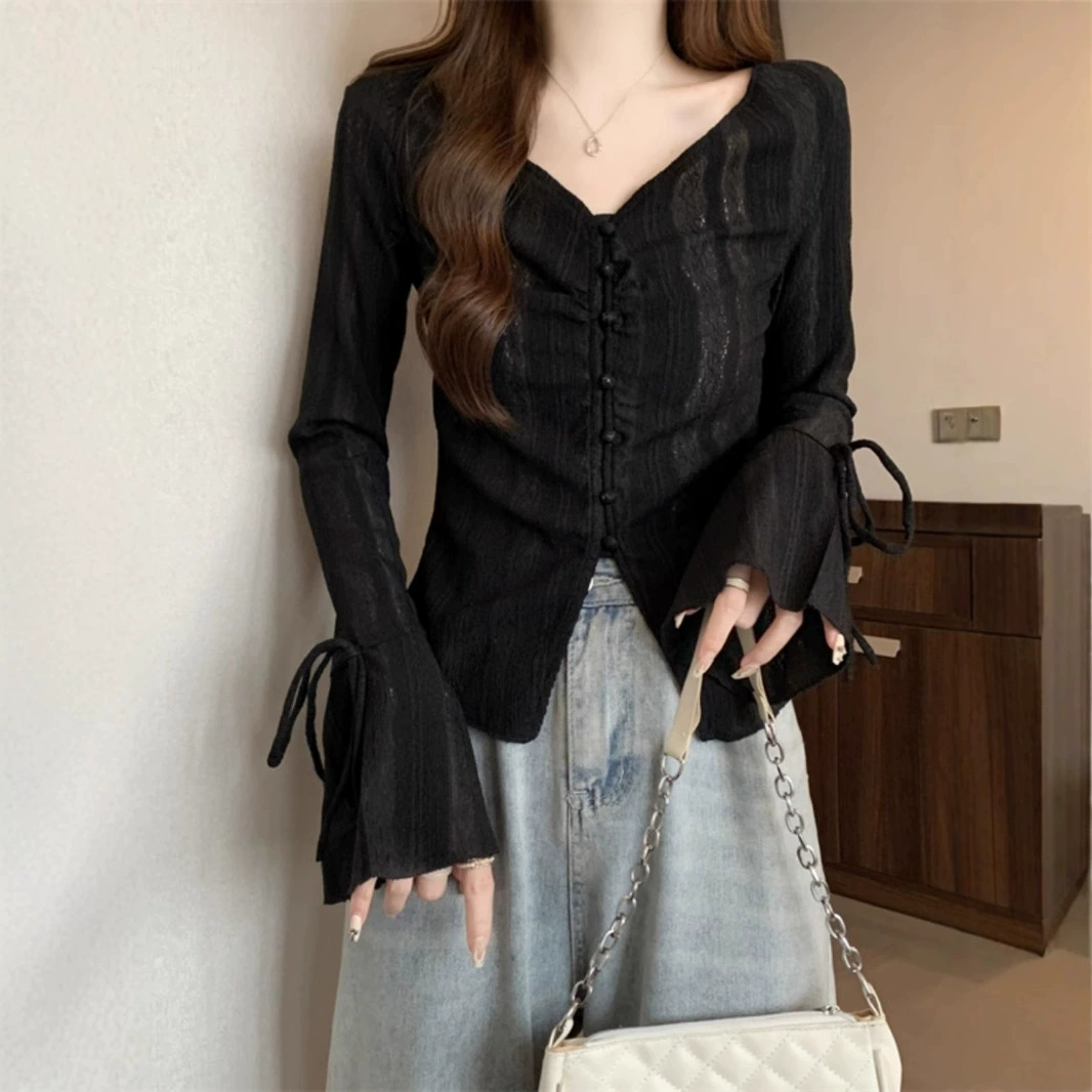 Корейская мода сексуальная ключица с длинными рукавами