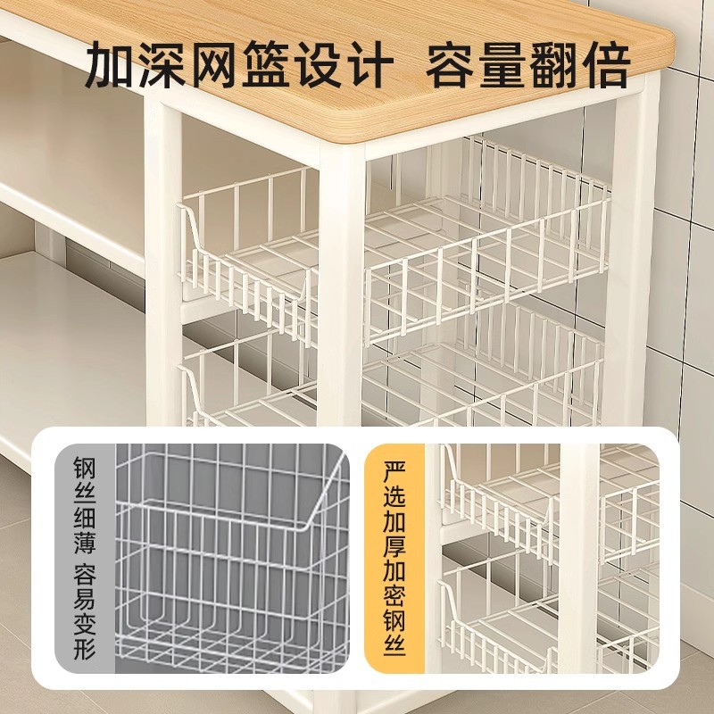 Estante de cocina, canasta de verduras multifuncional, banco de trabajo para cortar verduras, olla de microondas, armario de lado estrecho, mesa multicapa