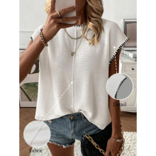 X 43621 Crochet Short Sleeve Sweater Բ�칳������ë��