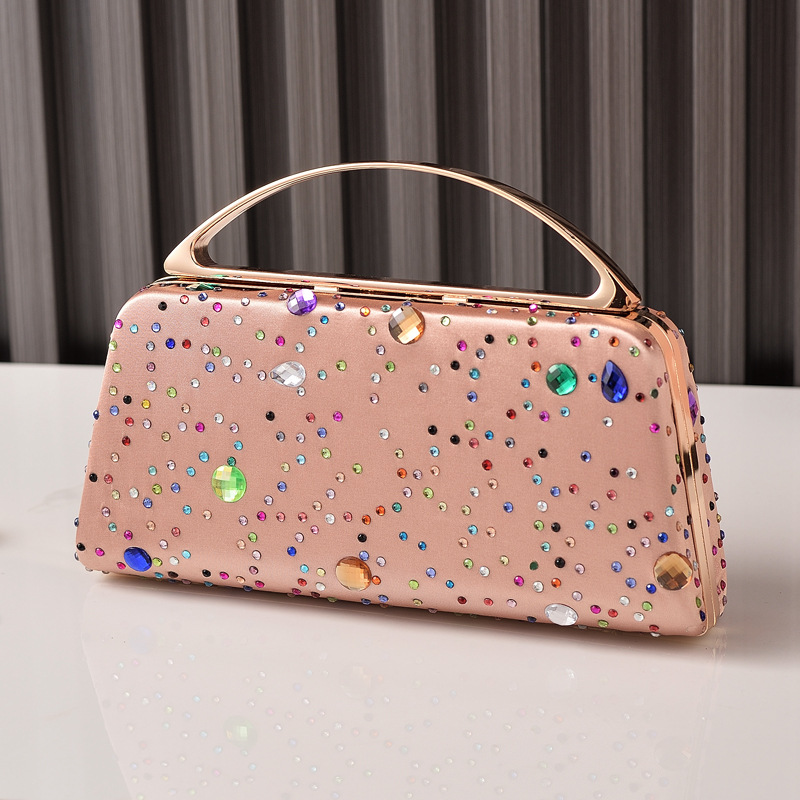 Bolsa de cena de moda europea y americana, bolsas de fiesta de diamantes de seda, bolsas de noche portátiles, nuevos fabricantes de Amazon transfronterizos