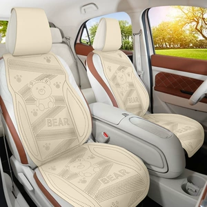 Cute bear-patterned, lightweight, and breathable car seat cushion made of soft suede, suitable for all seasons