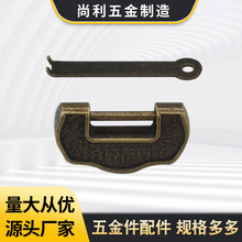 尚利百年好合仿古锌合金铜锁迷你木盒挂锁锁扣如意锁古锁老式锁头