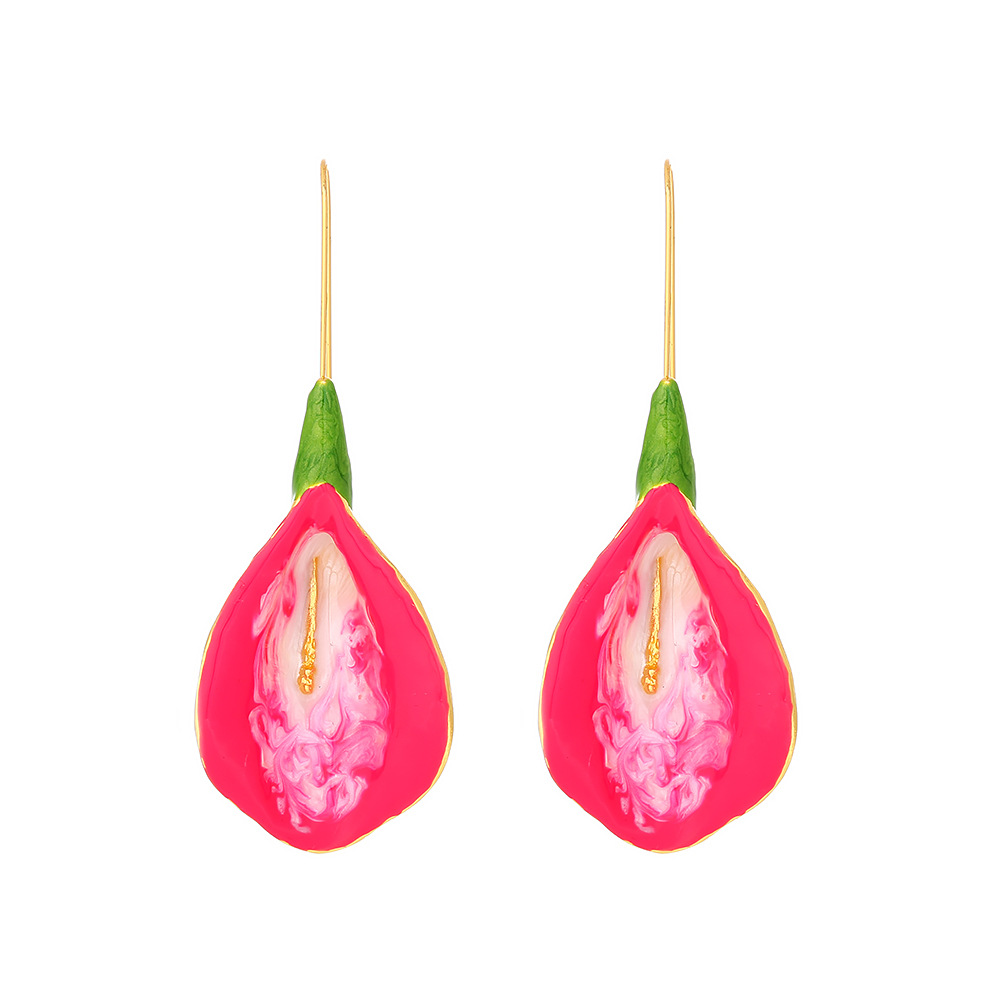 1 Pair IG Style Sweet Flower Enamel Zinc Alloy Drop Earrings display picture 5