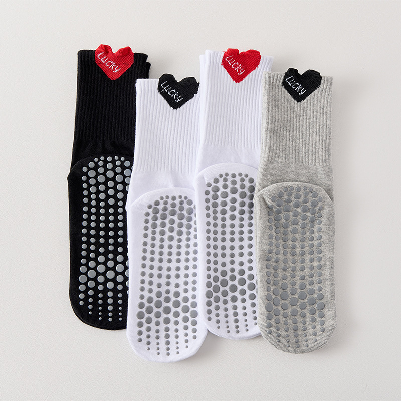 Non-slip sports socks for women, mid-calf socks, professional yoga socks, indoor fitness training Pilates floor socks, grip socks