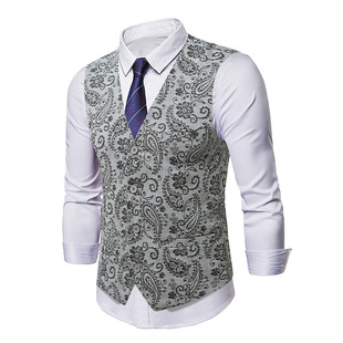 2025 Autumn New Men's Casual Fashion Vest Work Clothes Men's and Women's Same Style Waiter Vest