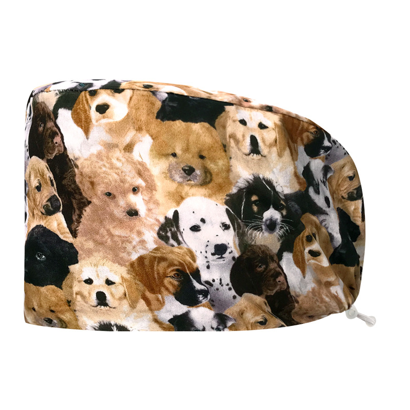 Sombrero de algodón estampado, bonito sombrero de enfermera, dientes, electrocardiograma, herramienta médica, patrón, sombrero de trabajo, sombrero Baotou, exportación