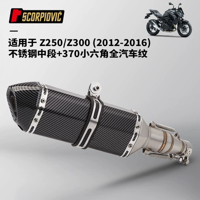 Motorcycle exhaust pipe Z300 Z250 Stainless Steel - z250z300-middle-section-370-small-hexagonal-car-pattern