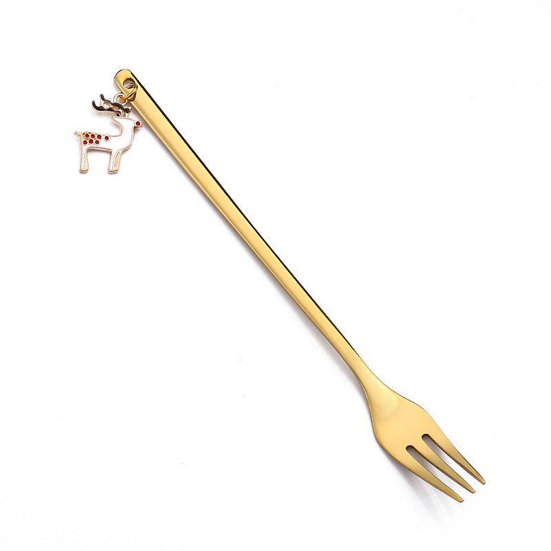 Qクリスマススプーンゴールデンペンダントスプーンクリスマスプレゼントグッズクリスマス帽子ギフト六本入スプーン食器ギフトボックス|undefined