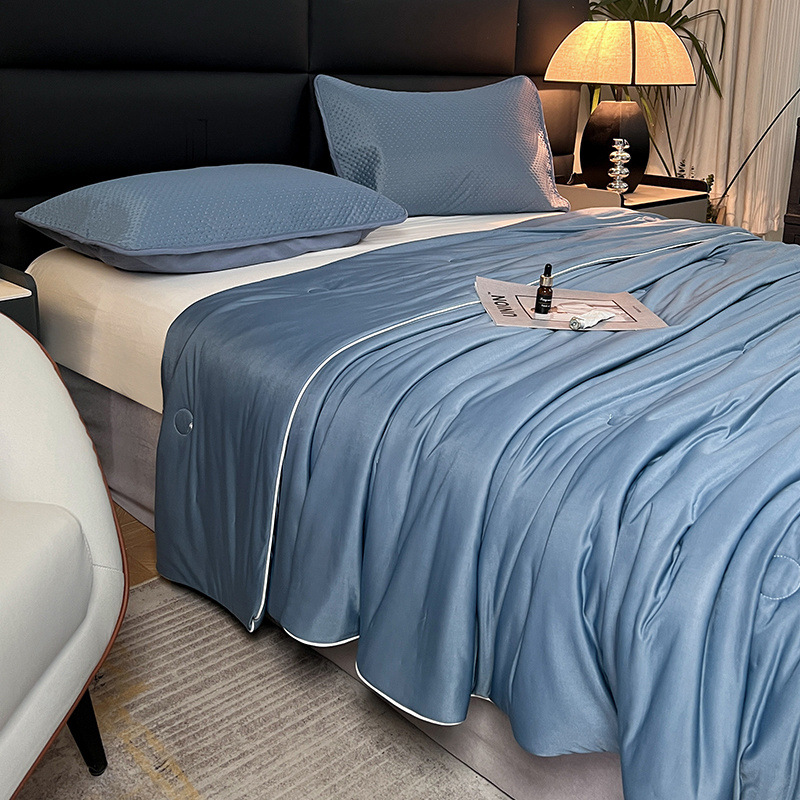 다크 블루 (클래스 A 아기 등급 기계 빨 시원한 실크 여름 이불)