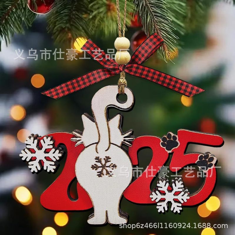 跨境猫咪圣诞树趣味装饰品木制可爱- 猫咪爱好者疯狂主人的礼物|undefined