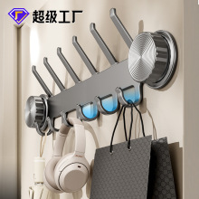 吸盘门后挂钩卧室壁挂收纳架免打孔门后排钩墙上置物架跨境专供