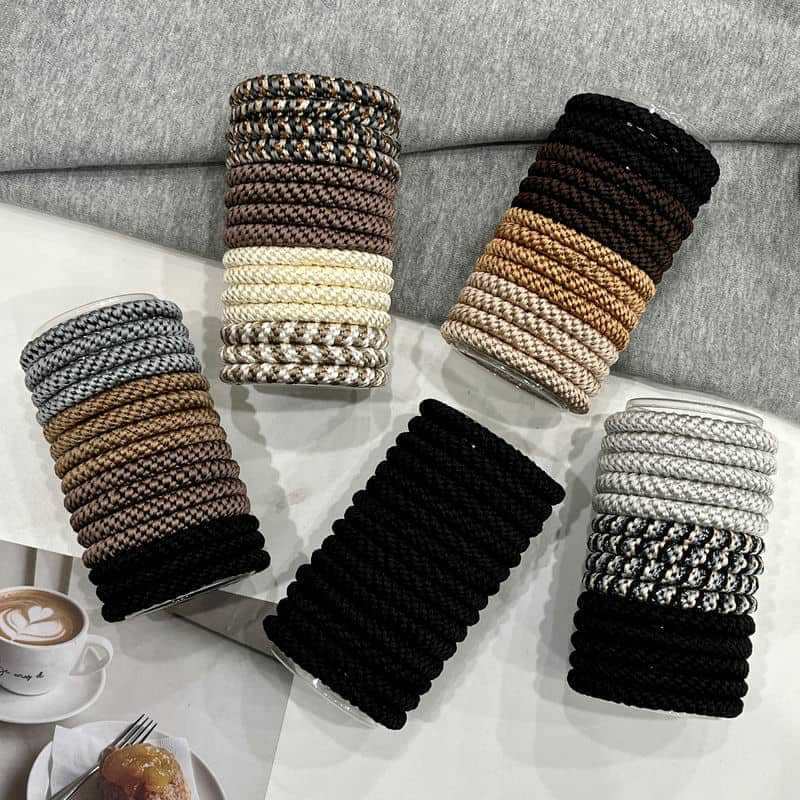 High Stretch Durable Sports Hair Ring Women's Hair Tie Rubber Tendon Thickened and Continuous Headline High Ponytail Hair Rope Headwear